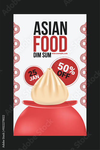 Asian food dim sum vector advert