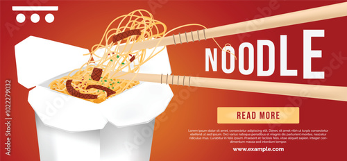 Noodle asian food banner vector