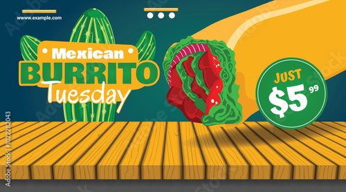 Mexican burrito food discount advert vector