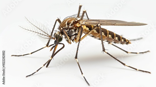 A Close-Up of a Mosquito with Its Proboscis Extended