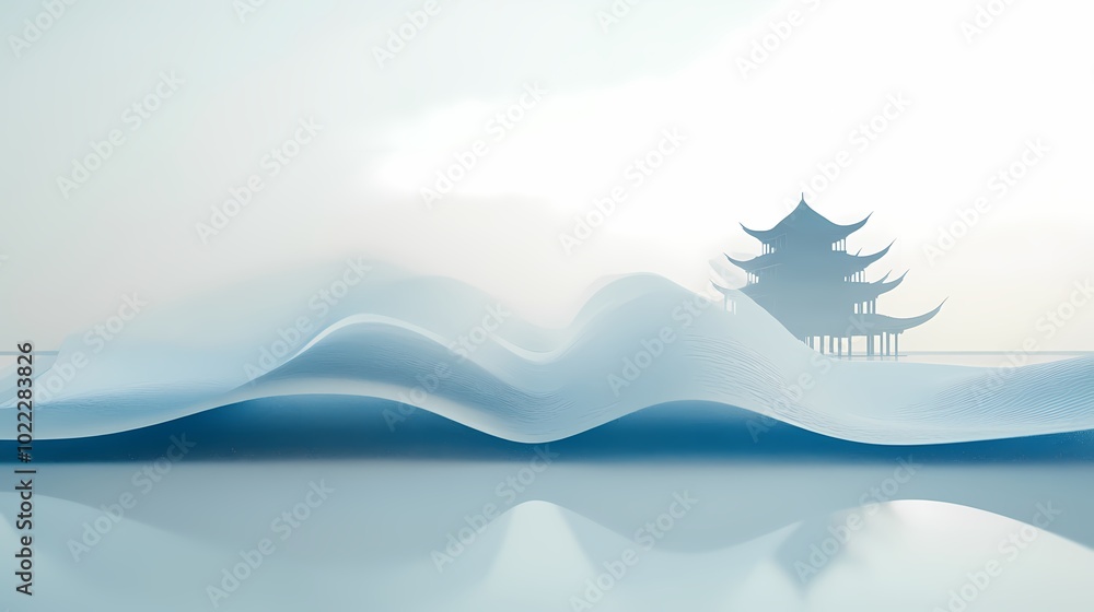 Chinese traditional ancient style painting scroll architecture poster background Chinese traditional ancient style painting scroll architecture poster background