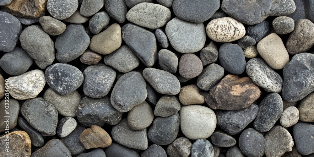 Smooth river stones of various sizes and shades arranged closely together on a natural surface, showcasing earth's textures and colors Smooth river stones of various sizes and shades arranged closely together on a natural surface, showcasing earth's textures and colors