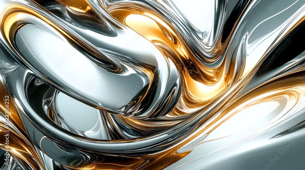 Abstract Metallic Swirl with Gold and Silver Highlights Abstract Metallic Swirl with Gold and Silver Highlights
