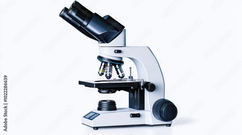 Modern Compound Microscope Isolated on White Background for Scientific Research Modern Compound Microscope Isolated on White Background for Scientific Research