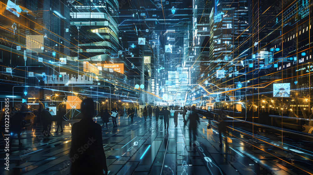 AI urban environment digital networks futuristic AI urban environment digital networks futuristic