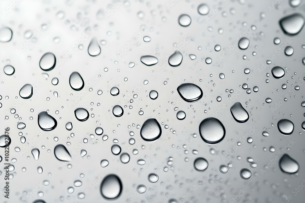 Water Drops on a Light Background with Rain Texture