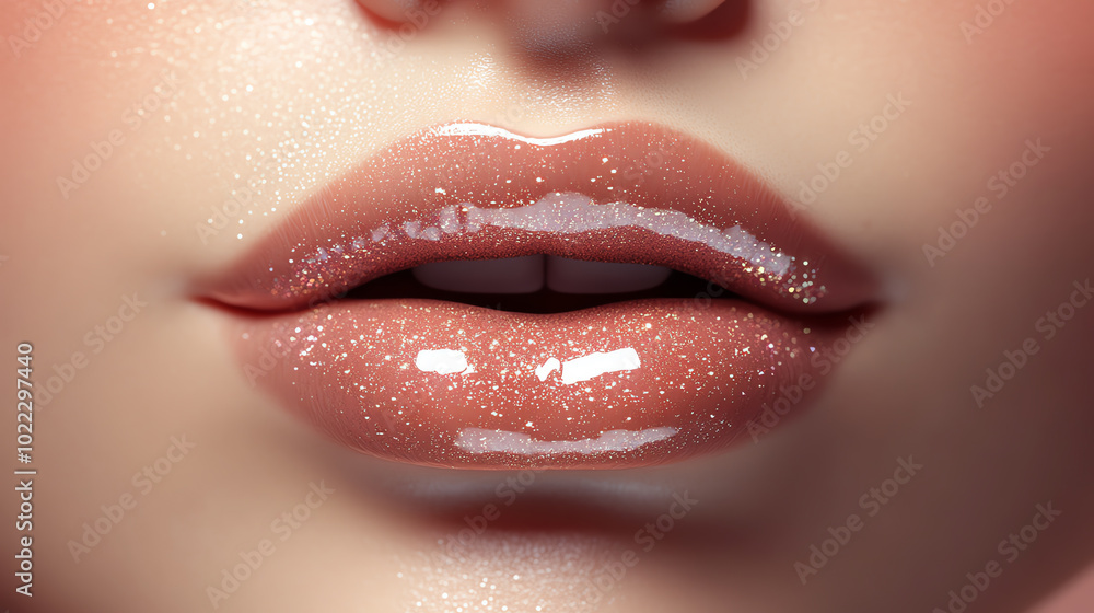 Luscious lips with shimmering gloss effect Luscious lips with shimmering gloss effect
