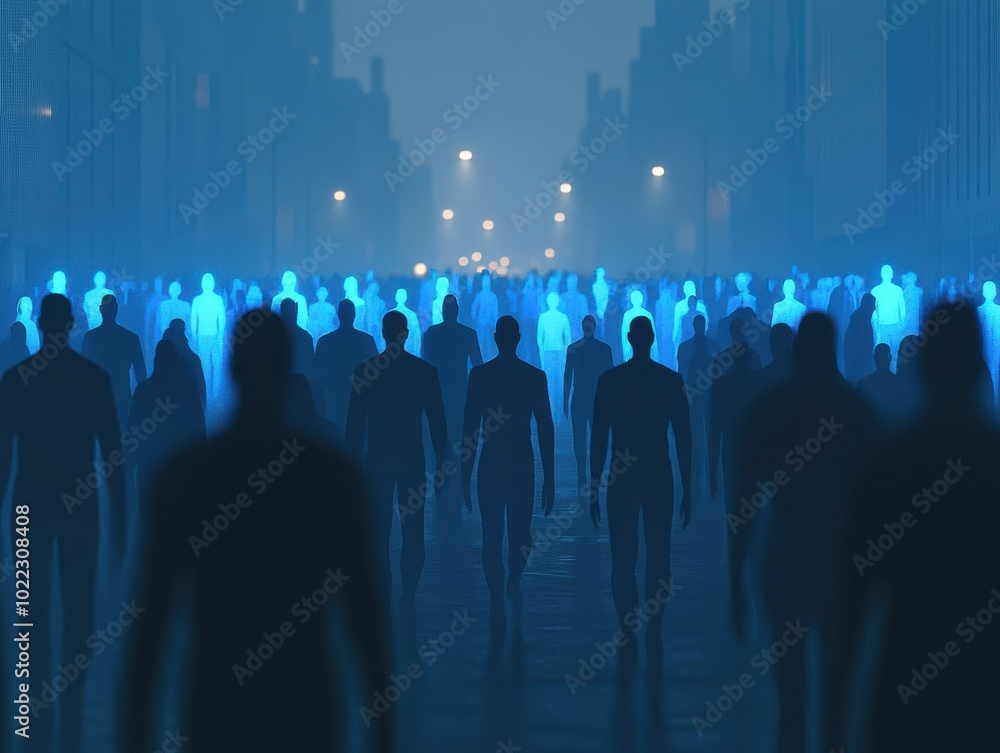 A surreal scene of silhouetted figures walking in a neon-lit cityscape, evoking mystery and futuristic ambiance. A surreal scene of silhouetted figures walking in a neon-lit cityscape, evoking mystery and futuristic ambiance.