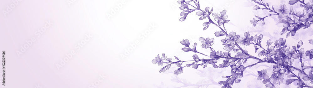 A minimalist line art background with delicate, fine lines creating abstract floral patterns, set against a soothing pastel lavender hue. Floral linear abstract background in flat style. The creative A minimalist line art background with delicate, fine lines creating abstract floral patterns, set against a soothing pastel lavender hue. Floral linear abstract background in flat style. The creative
