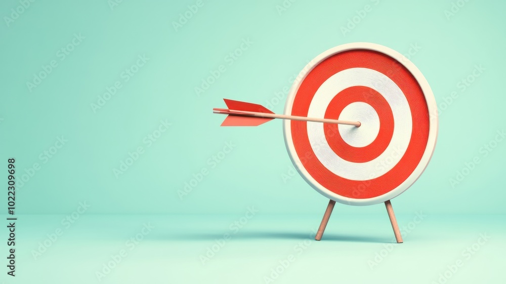 A vibrant bullseye target with an arrow striking the center, symbolizing focus, achievement, and success in goals. A vibrant bullseye target with an arrow striking the center, symbolizing focus, achievement, and success in goals.