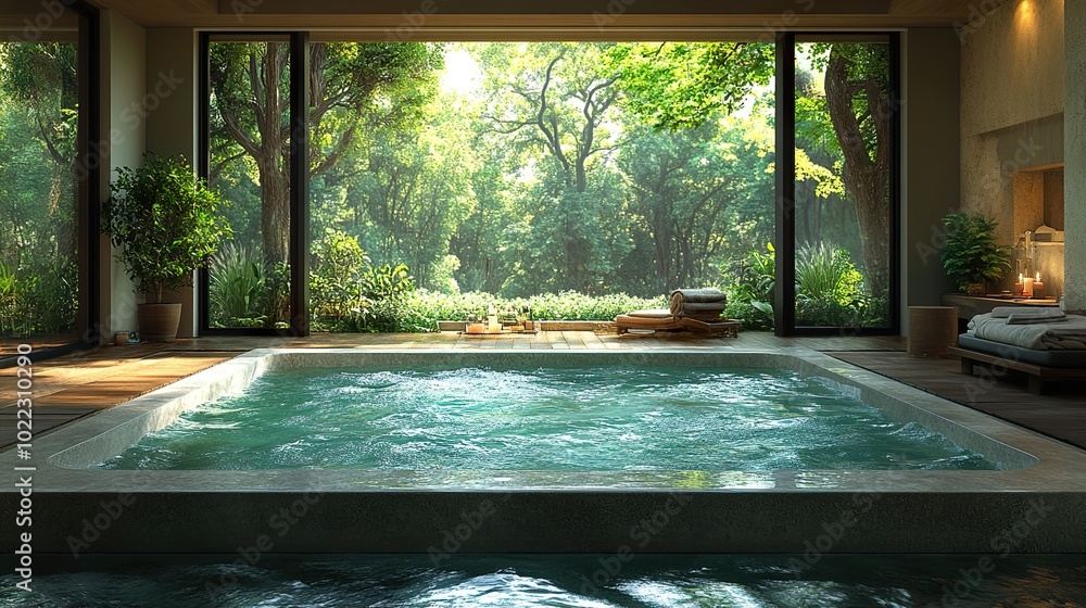 Modern Spa Retreat with Hot Tub and Lush Garden Views Modern Spa Retreat with Hot Tub and Lush Garden Views