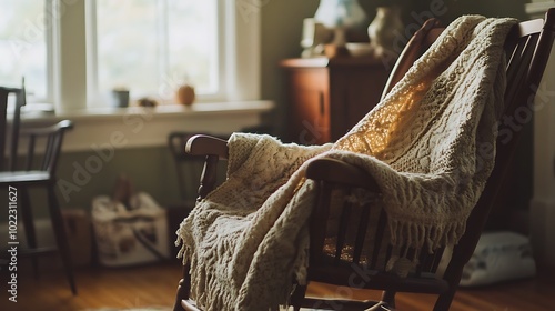 Wallpaper Mural blanket on rocking chair Torontodigital.ca