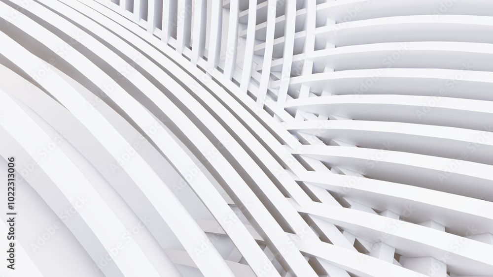 Abstract Curved Shapes. White Circular Background. Abstract Curved Shapes. White Circular Background.