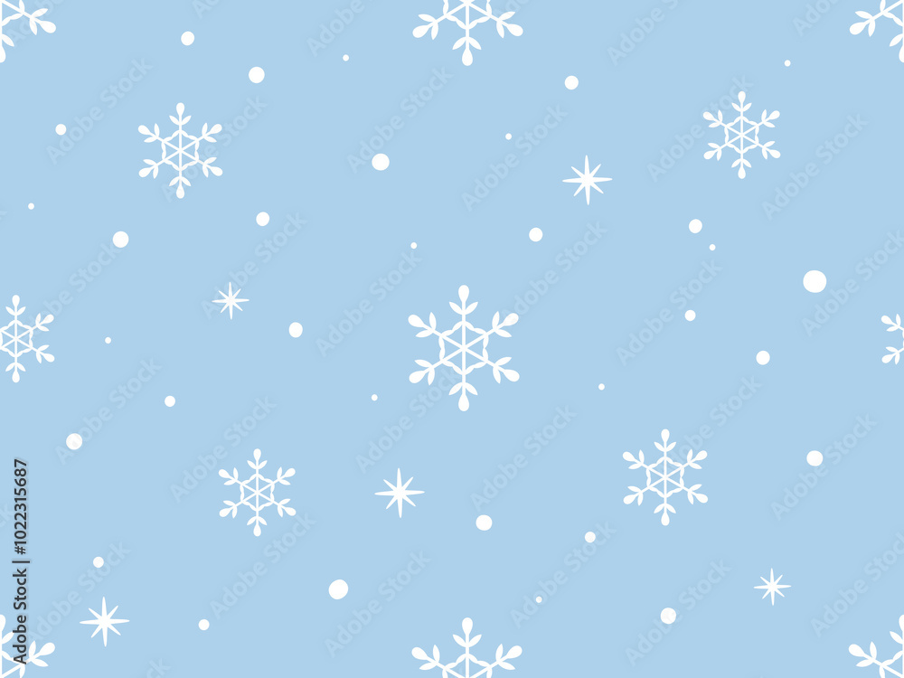 Christmas or New year seamless pattern with snowflakes on blue sky background vector. Christmas or New year seamless pattern with snowflakes on blue sky background vector.