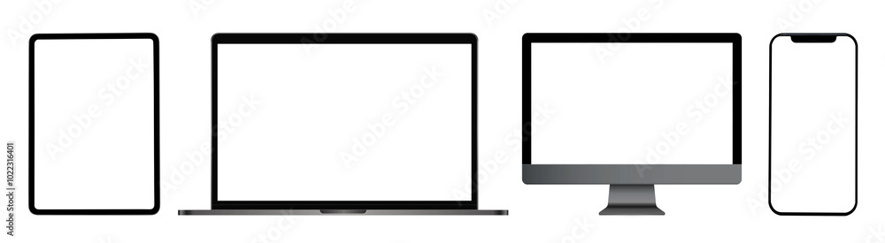 Digital devices mockup png on transparent background Digital devices mockup png on transparent background