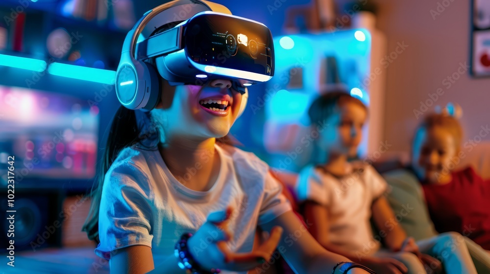 Child Enjoys Immersive Virtual Reality Experience Child Enjoys Immersive Virtual Reality Experience