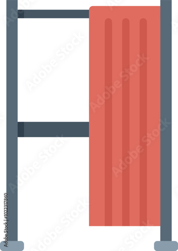 Voting booth with curtain being used by a voter during an election