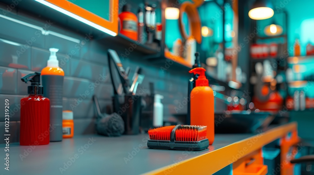 Professional Grooming Station with Tools and Products Professional Grooming Station with Tools and Products