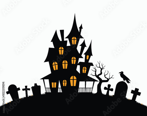 Gothic Gloom Halloween Spooky Silhouette Design Vector EPS Template