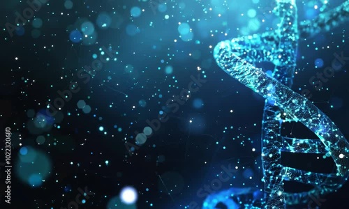Glowing blue digital DNA strands