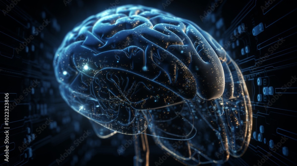 A brain with a lot of wires coming out of it A brain with a lot of wires coming out of it