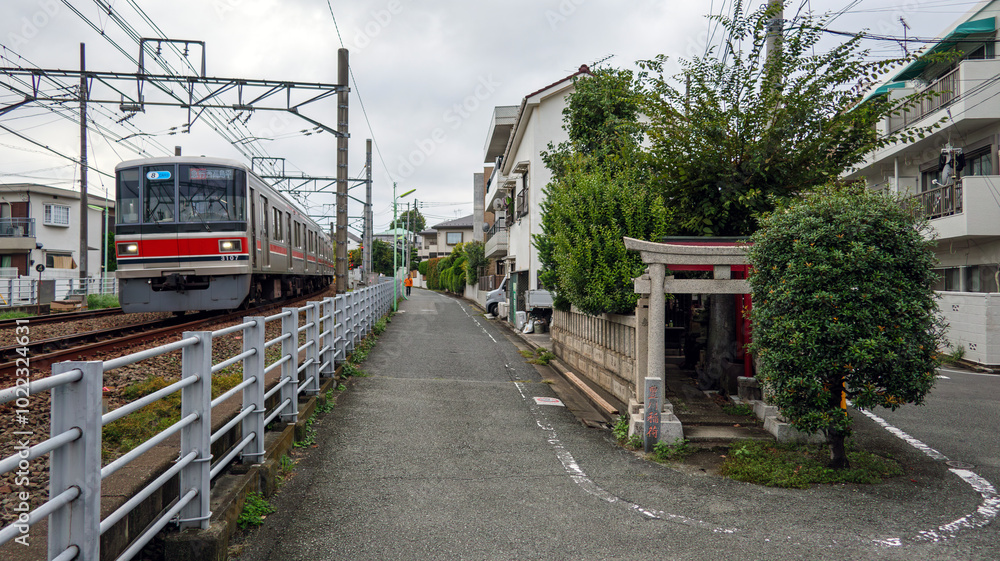 Obraz premium お稲荷さんと電車
