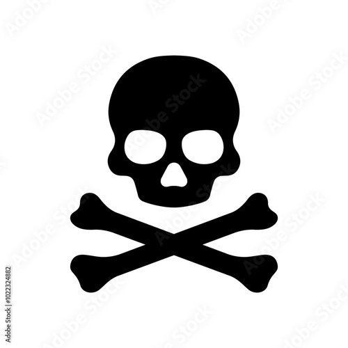 skull death and crossbones icon flat vector illustration