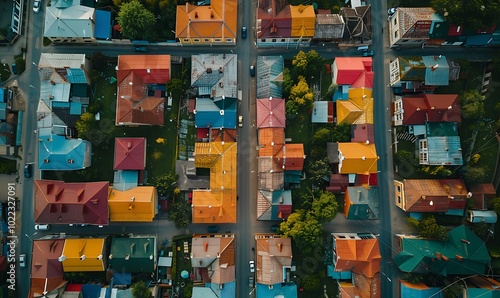 Aerial view of a small town in Poland. Drone photography. photo