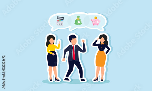 A business group discusses finances, illustrating the sharing of ideas and perspectives on effective financial management