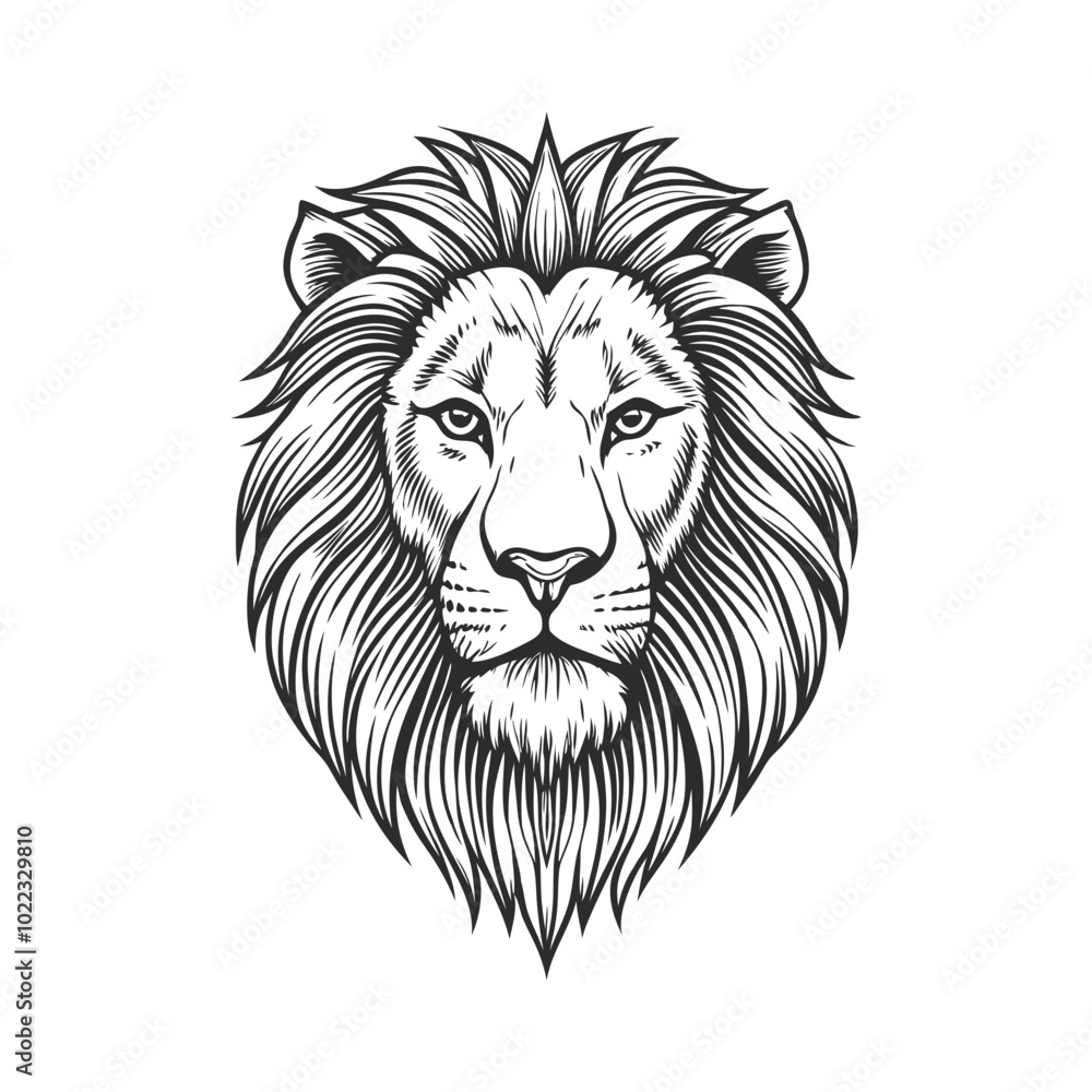 Fototapeta premium lion head drawing hand drawn vector illustration