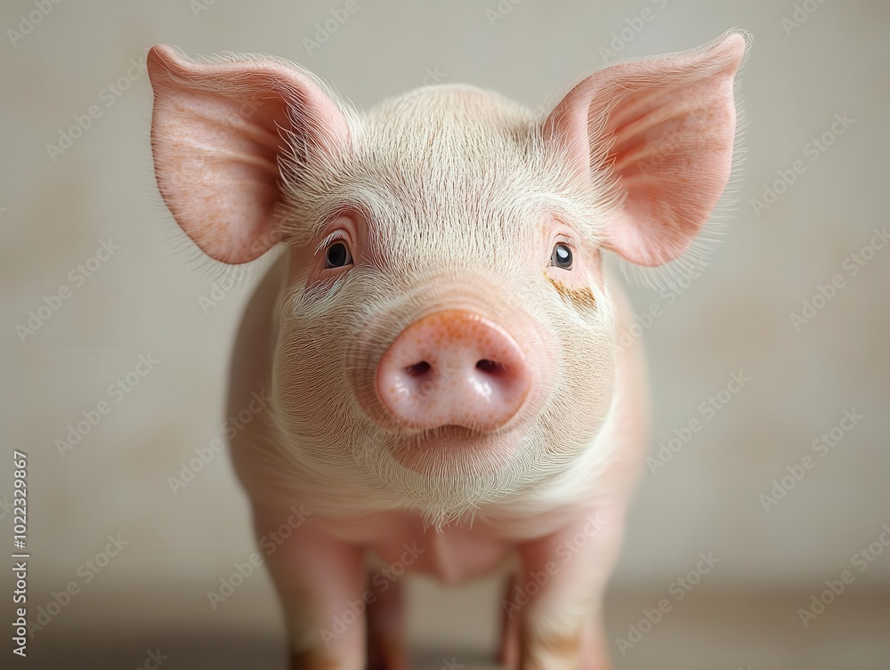 farm pig posing playfully against a clean white background. the pig's features are detailed, capturing its playful and curious essence, providing a cheerful and realistic portrayal of farm life farm pig posing playfully against a clean white background. the pig's features are detailed, capturing its playful and curious essence, providing a cheerful and realistic portrayal of farm life