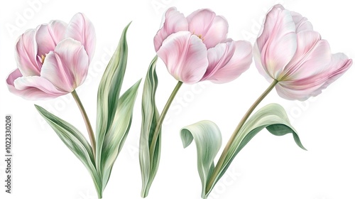 Pastel Tulip Vector Design, Soft and Elegant Floral Illustration for Backgrounds, Light and Dreamy Colors, Subtle and Beautiful Spring Floral Theme