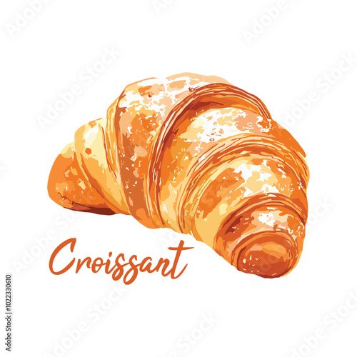 croissant in watercolor illustration style, isolated vector on white background