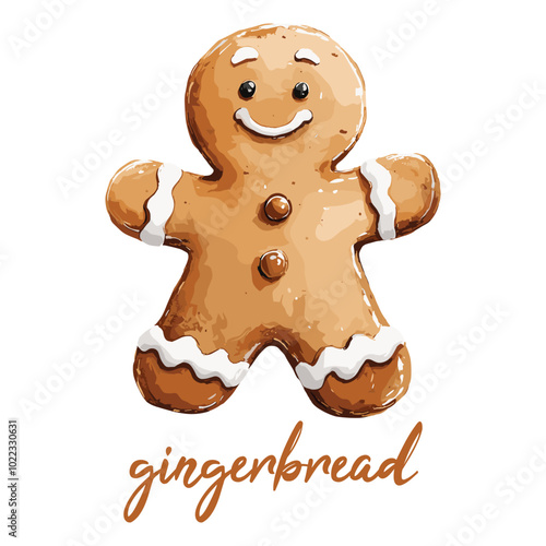 gingerbread in watercolor illustration style, isolated vector on white background