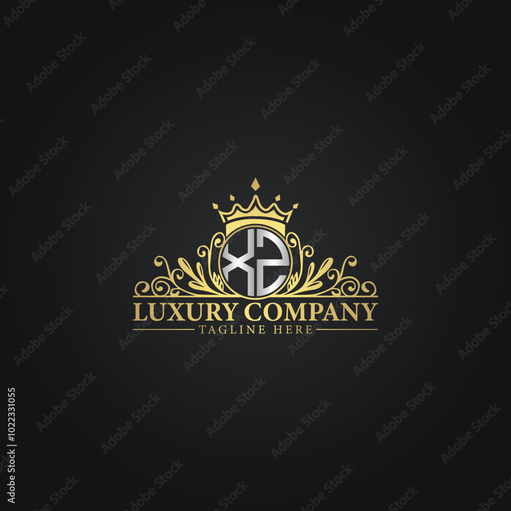 Luxury Monogram Logo with Crown and Flourish Design Luxury Monogram Logo with Crown and Flourish Design
