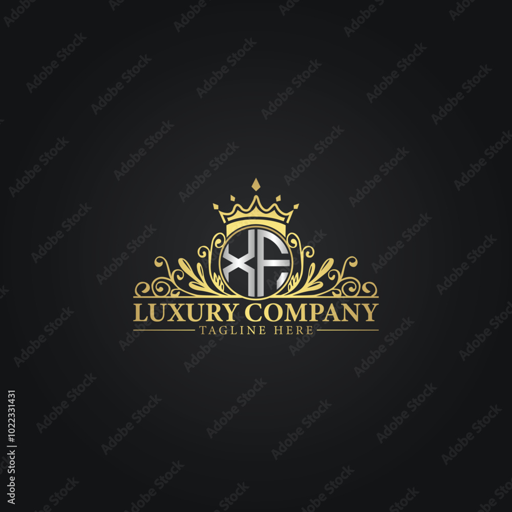 Luxury Monogram Logo with Crown and Flourish Design Luxury Monogram Logo with Crown and Flourish Design