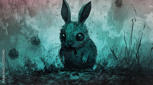 This Halloween-themed artwork features an adorably quirky rabbit, embodying the phrase 