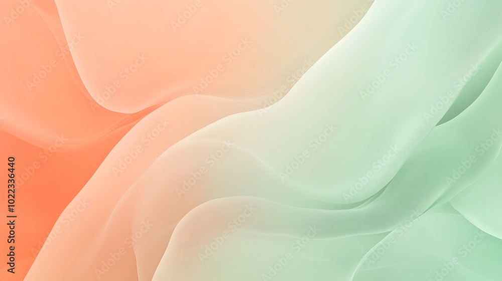 Fototapeta premium Tranquil Two Tone Abstract Background with Smooth Gradient Transitioning from Soft Green to Warm Peach Creating a Modern and Calming Atmosphere