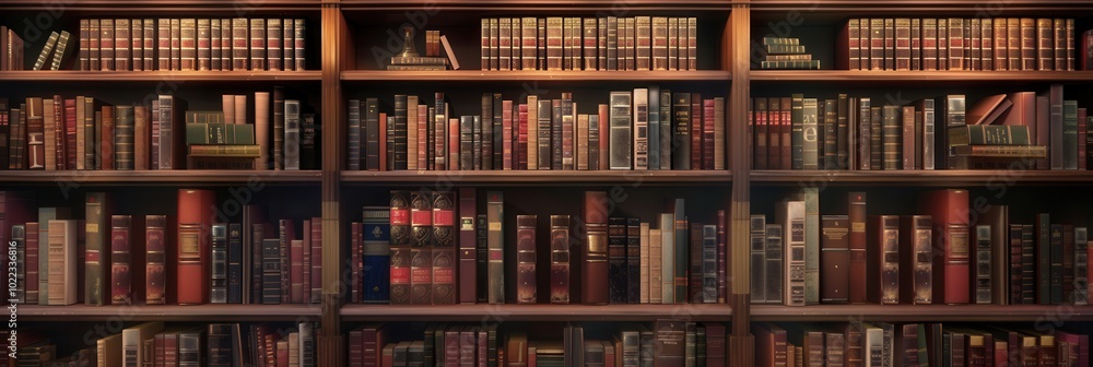 Well-organized wooden shelves display a vast array of textbooks and scholarly works, creating an inviting atmosphere for studying. Generative AI Well-organized wooden shelves display a vast array of textbooks and scholarly works, creating an inviting atmosphere for studying. Generative AI