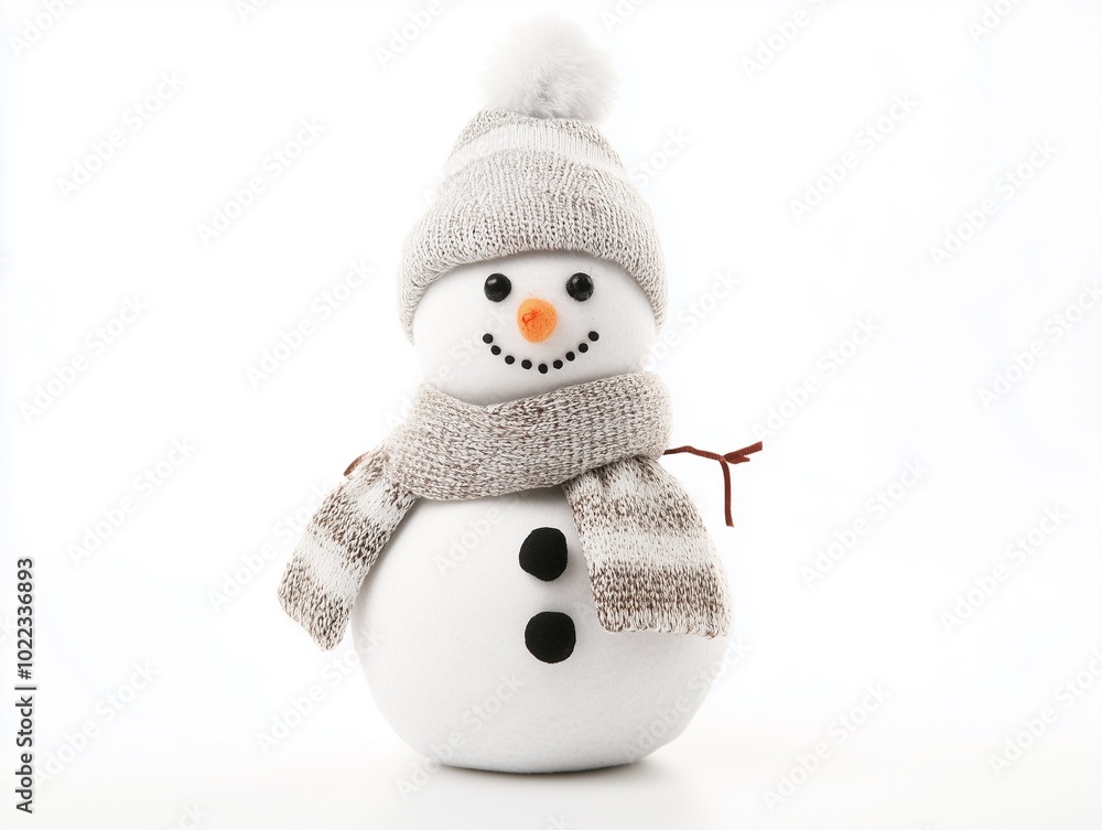 Cozy Snowman with Knitted Hat and Scarf - Minimalist Winter Decor Cozy Snowman with Knitted Hat and Scarf - Minimalist Winter Decor