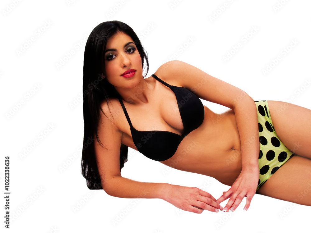 Middle Eastern American Woman Reclining In Bra And Panties Middle Eastern American Woman Reclining In Bra And Panties