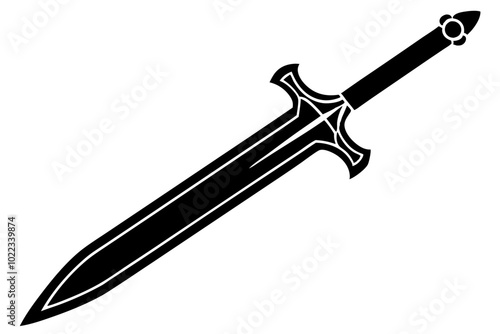 sword icon silhouette isolated on white background