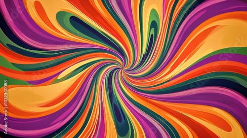 Vibrant Psychedelic Swirl with Retro Vintage Flair