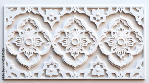 Intricate lattice paper cut pattern resembling Moroccan tiles for ethnicinspired wall decorations, paper cut lattice, ethnic decor photo