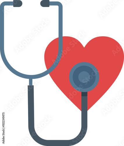 Stethoscope is checking a red heart for a healthcare concept