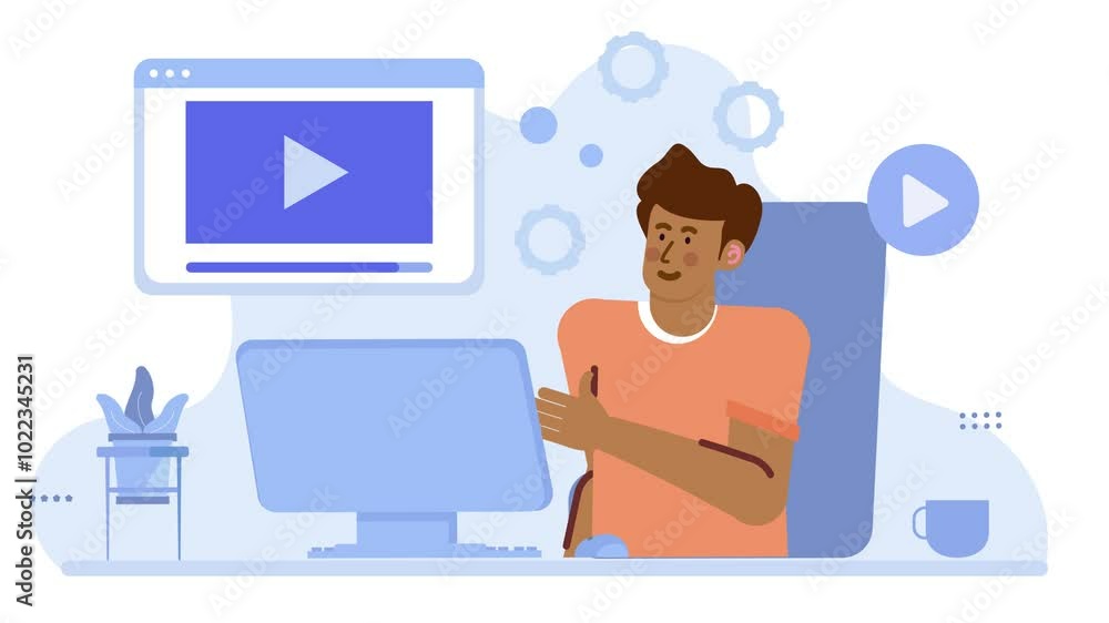 a person creating video content highlighting the importance of visual storytelling in digital media illustration animated video a person creating video content highlighting the importance of visual storytelling in digital media illustration animated video