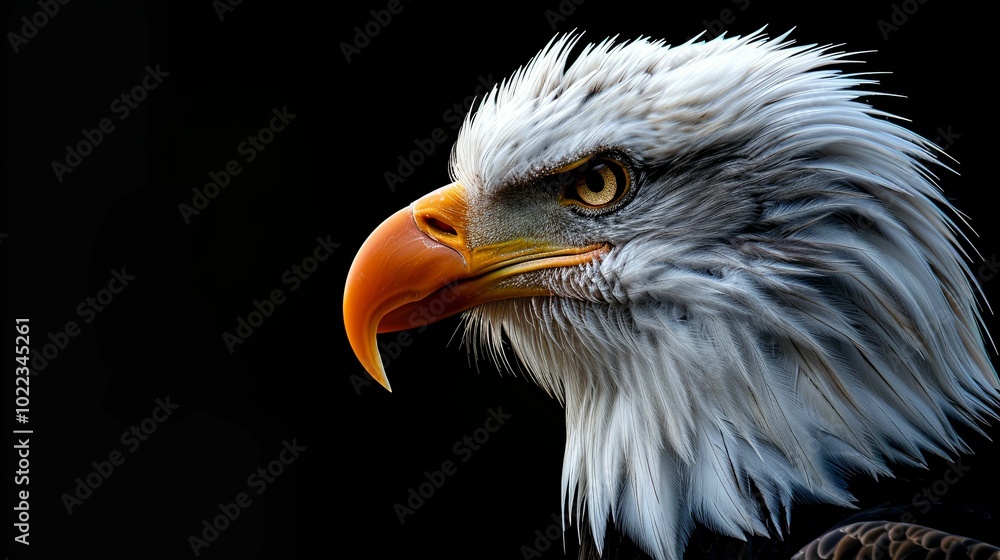 Close-up Profile of a Majestic Bald Eagle with a Sharp Gaze Close-up Profile of a Majestic Bald Eagle with a Sharp Gaze