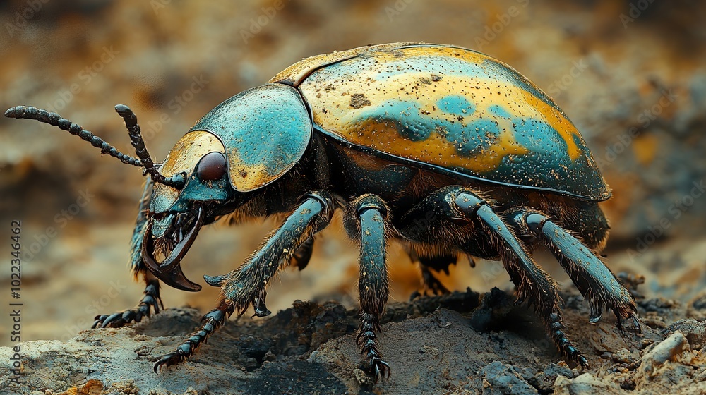 Close-Up of a Vibrant Green and Gold Beetle Close-Up of a Vibrant Green and Gold Beetle