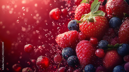 A dynamic and vibrant background image, flavour red fruits 