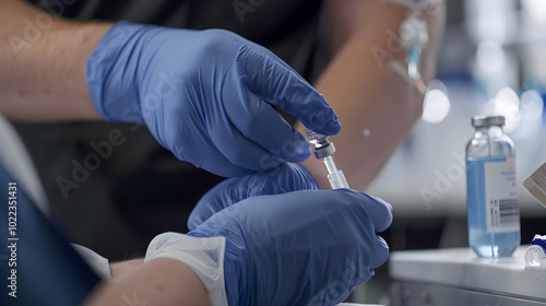 Close-Up View of a Standard IntraVenous Blood Draw Procedure Conducted by Healthcare Professional